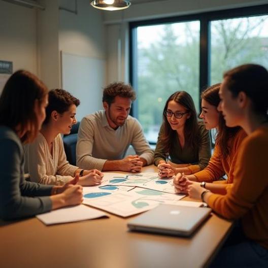 Team brainstormt over onderwijsproject